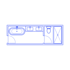 Layouts Bathrooms Primary Split Luxury 1 Wall Svg Vector Tracing Design, Free Vectors File